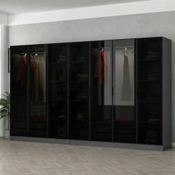 Dressing design XXL verre noir, cadre anthracite BYRON