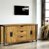 Enfilade en teck naturel 4 portes 3 tiroirs 186x88x45cm CANADA