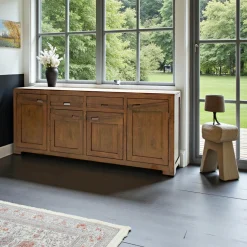 Enfilade Hévéa 4 portes, 2 tiroirs 200x45x85cm NIAGARA