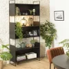 Etagère bibliothèque noire bois et métal 5 niches CORUMBA