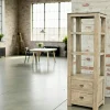 Etagère colonne 2 tirois hévéa massif H170cm HELENA