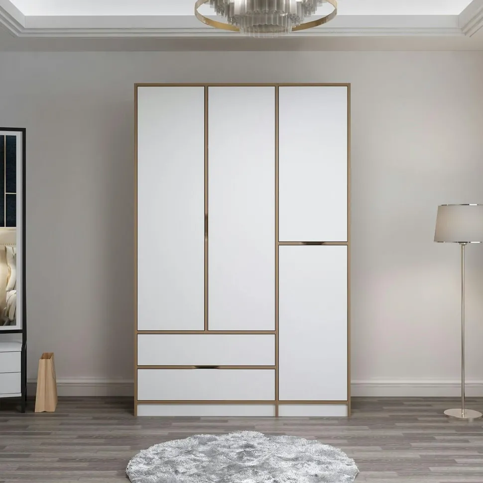 Etagère colonne effet bois de chêne - 2 niveaux MARFA