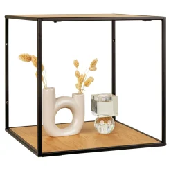 Etagère cube design effet bois clair et métal noir TALLINN