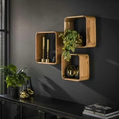 Etagère cube murale en bois d'acacia (lot de 3) MELBOURNE