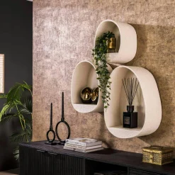 Etagère murale blanche en marbre composite forme organique 44 cm TAJ