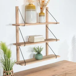 Etagère murale bois massif 3 plateaux (bois blanc) PALERME