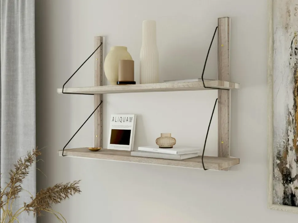 Etagère murale bois massif 3 plateaux (bois blanc) PALERME