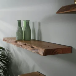 Etagère murale bois massif bordure naturelle 90 cm MELBOURNE