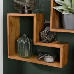 Etagère murale en L en bois recyclé de teck SWING