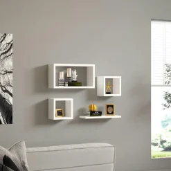 Etagère murale modulable blanche moderne (lot de 4) MARFA