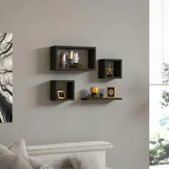 Etagère murale modulable blanche moderne (lot de 4) MARFA