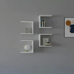Etagère murale modulable blanche forme U (lot de 4) MARFA