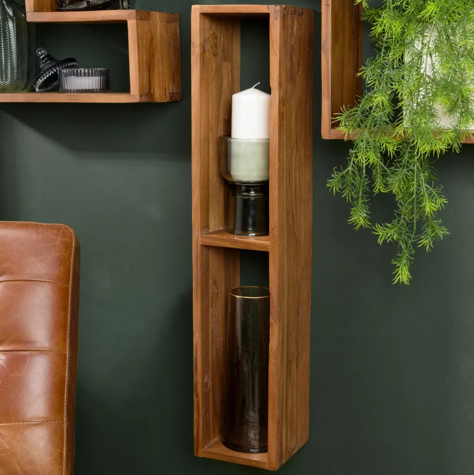 Etagère murale étroite en bois recyclé de teck SWING