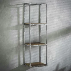 Etagère verticale bois recyclé brut métal vieilli 3 niveaux OMSK