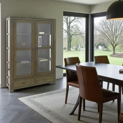 Etagère vitrée hévéa 120cm HELENA