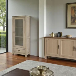 Etagère vitrée hévéa 60x140cm HELENA