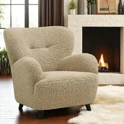 Fauteuil beige taupe en tissu BERLIN
