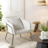Fauteuil blanc en tissu bouclette TIM