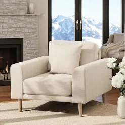 Fauteuil blanc sable en tissu AMSTERDAM