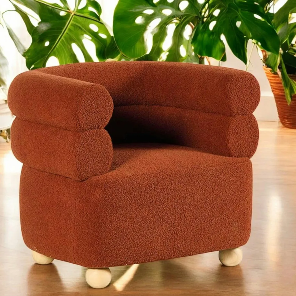 Fauteuil cabriolet design tissu bouclé blanc IENA