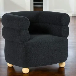 Fauteuil cabriolet design tissu bouclé blanc IENA