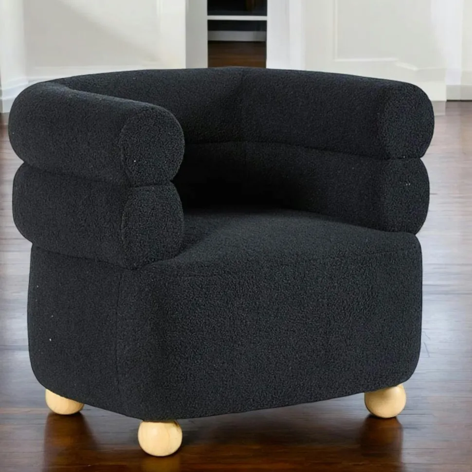 Fauteuil cabriolet design tissu bouclé blanc IENA