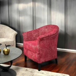 Fauteuil Cabriolet rouge chiné MIRA
