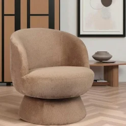 Fauteuil camel pivotant - tissu chenille, style rétro IENA