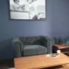 Fauteuil chesterfield en tissu anthracite chiné YORK