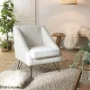 Fauteuil club blanc tissu bouclette TIM
