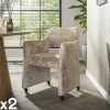 Fauteuil confortable à roulettes tissu cosy beige (x2) CREEK
