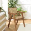 Fauteuil contemporain bois foncé assise et dossier cannage TIM