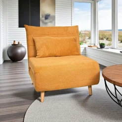 Fauteuil convertible 1 place moutarde - coussin inclus PALAU