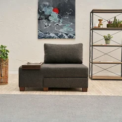 Fauteuil convertible anthracite chenille, plateau gauche BUZON