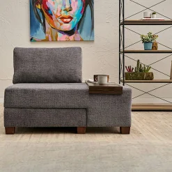 Fauteuil convertible anthracite chenille, plateau gauche BUZON
