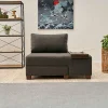 Fauteuil convertible anthracite lin, plateau droit BUZON