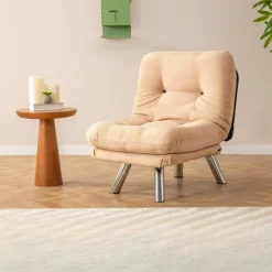 Fauteuil convertible banquette gris orage pieds chromés CUSCO