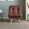 Fauteuil convertible banquette marron pieds chromés CUSCO