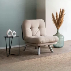 Fauteuil convertible banquette beige pieds chromés CUSCO