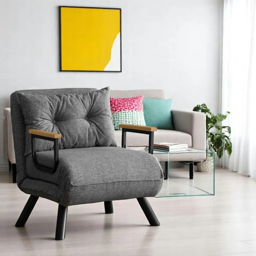 Fauteuil convertible bleu - coussin assorti MODI