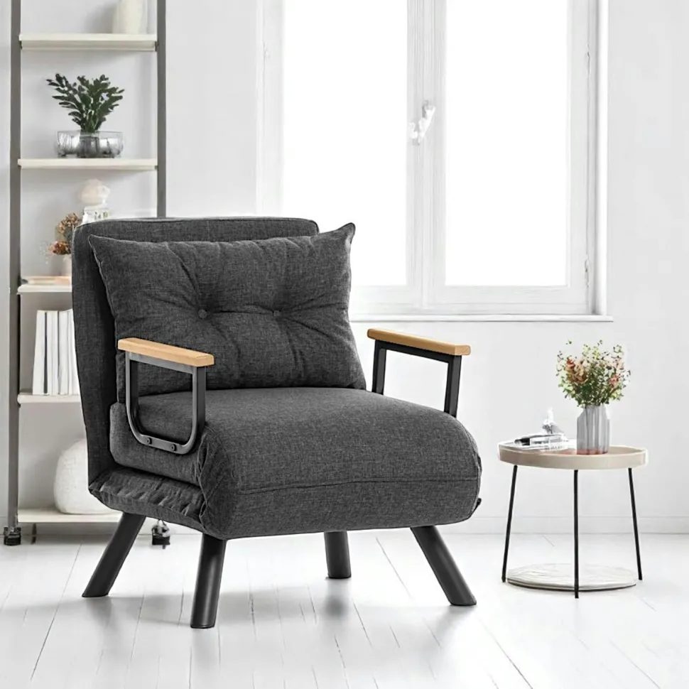 Fauteuil convertible bleu - coussin assorti MODI