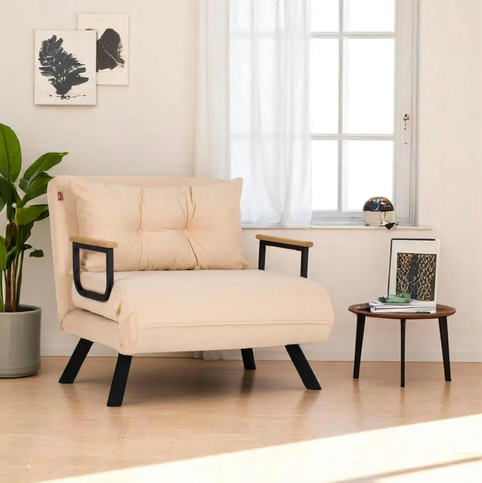 Fauteuil convertible bleu - coussin assorti MODI