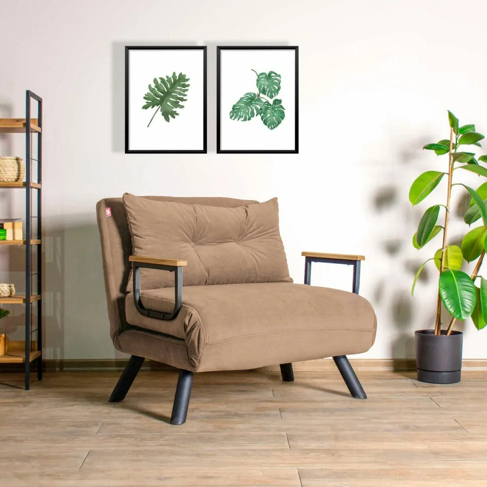 Fauteuil convertible bleu - coussin assorti MODI