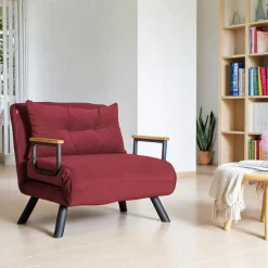 Fauteuil convertible bordeaux - coussin assorti MODI