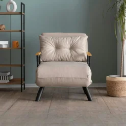 Fauteuil convertible écru 1 place couchage 175 cm MODI