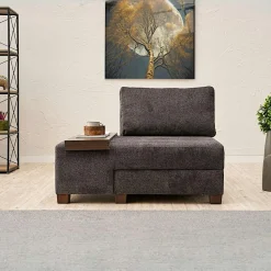 Fauteuil convertible écru chenille, plateau gauche BUZON