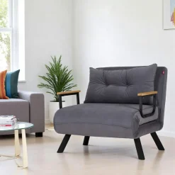 Fauteuil convertible gris - coussin assorti MODI