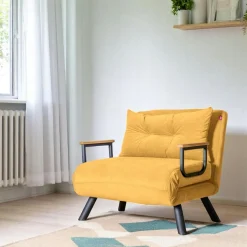 Fauteuil convertible moutarde - coussin assorti MODI