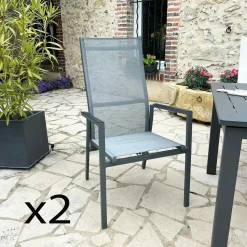 Fauteuil de jardin en aluminium avec dossier réglable blanc (lot de 2) OSLO