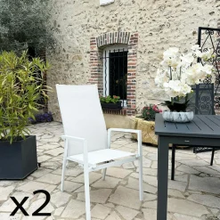 Fauteuil de jardin en aluminium avec dossier réglable gris anthracite (lot de 2) OSLO